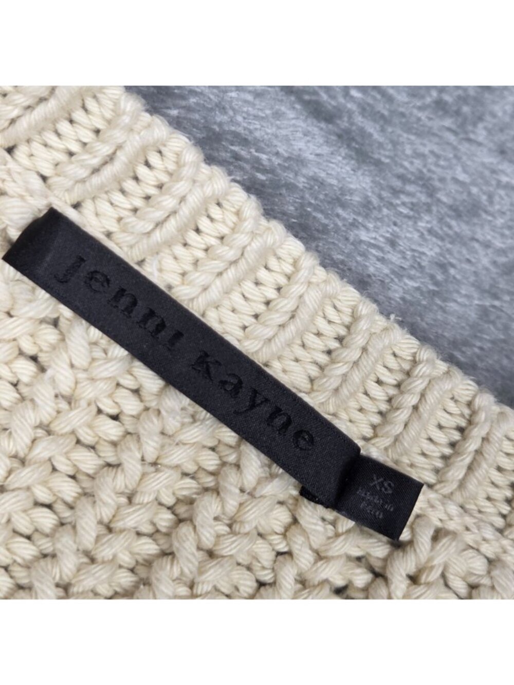 Jenni Kayne Sweater XS Cream 100% Organic Cotton Cable Knit Oversized Minimalist - Picture 3 of 9